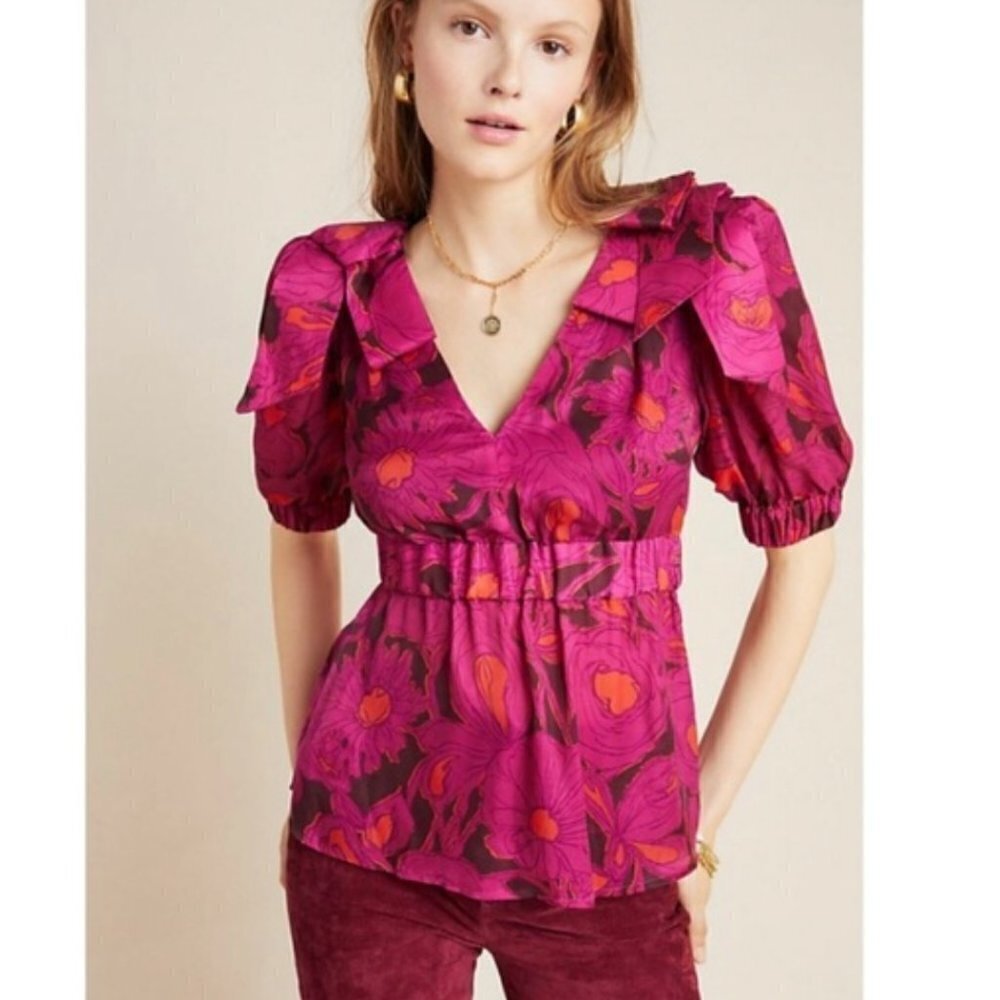 Anthropologie Evelia Babydoll Blouse Size 6 NWT JB
